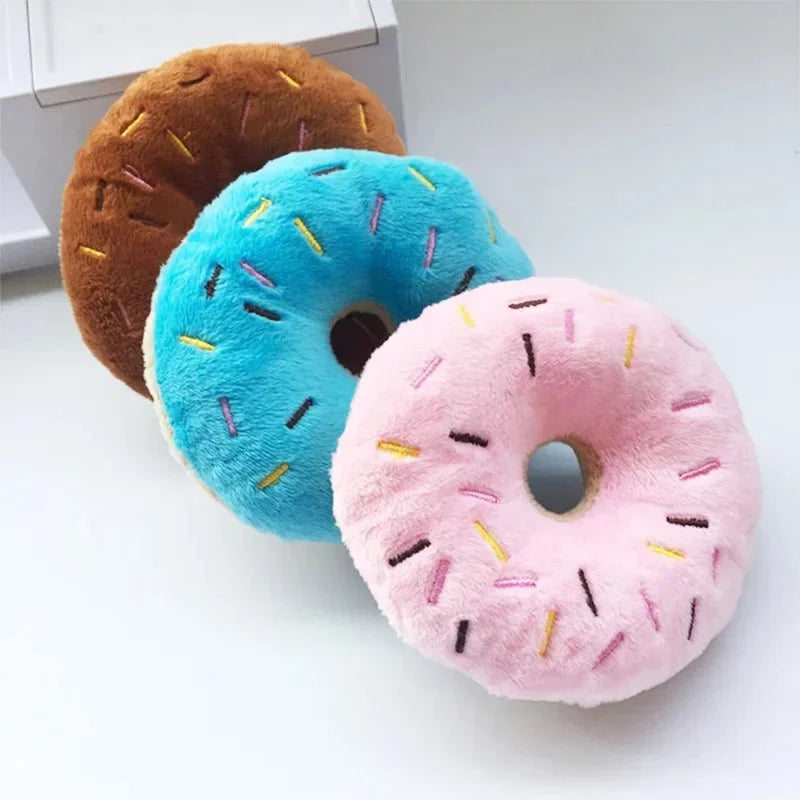 Squeaky Donut Plush Dog Toy – TugWave™