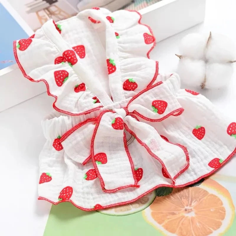Strawberry Print Summer Dress for Dogs & Cats – EverydayTrail™